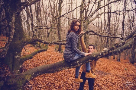 Photo engagement couple automne béziers