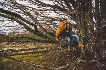 Photo engagement couple automne béziers